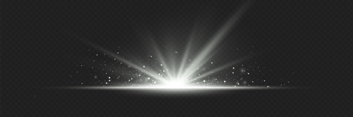 A flash of light and sparks of dust. Explosion of star and light.