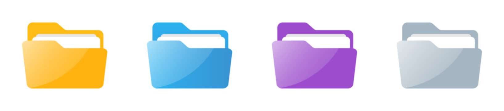 Colorful File Folder Vector Icons with Documents