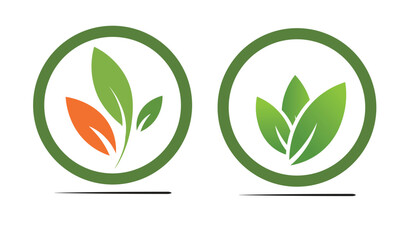 set of natural leaves logo vector icon illustration design template
