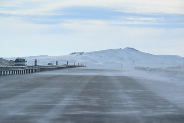 sky, sea, winter, storm on the road, winter road, icy highway, snowy road, landscape, road, winter, nature, sunrise, sun, snow, travel, clouds, horizon, ocean, twilight, cloud, cold, storm, highway, f