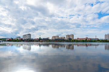 Naklejka premium Bohai Lake City park landscape in Dunhua, Jilin Province