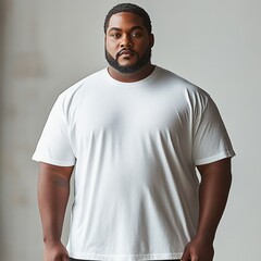 Fototapeta premium African-American man wearing a blank white T-shirt 