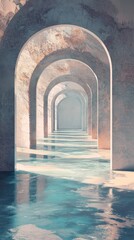 Fototapeta premium Overlapping pastel arches with delicate brush textures, creating a simple and organic aesthetic