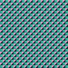 Mosaic pattern created by black, pink and green triangles
