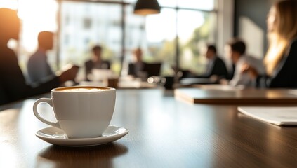 Morning Coffee Fuels Productive Team Meeting in Office Setting