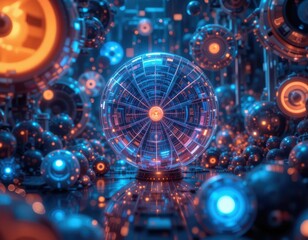 Exploring futuristic technology concepts virtual space digital art sci-fi environment close-up view visual innovation