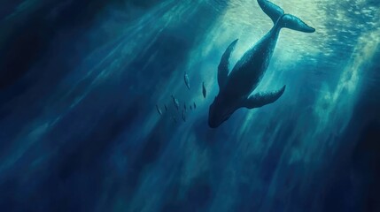 Obraz premium Majestic Whale Beneath the Ocean's Surface