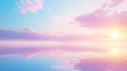 Fototapeta premium Pastel Sunset over Calm Waters: A Serene Reflection