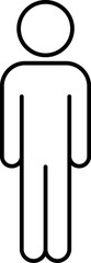 Stickman male icon in outline style.