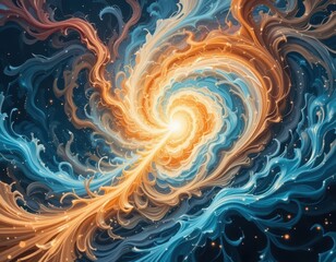 Dynamic cosmic swirl space abstract art celestial environment aerial view energy concept