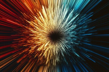 Obraz premium The image depicts a colorful abstract explosion around a circular wave form.