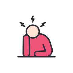 Anxiety colored icons, minimalist vector illustration ,simple transparent graphic element .Isolated on white background