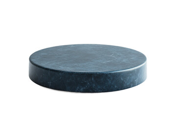 Simple minimalist dark blue round podium platform on white background in 2d illustration style