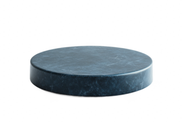 Simple minimalist dark blue round podium platform on white background in 2d illustration style