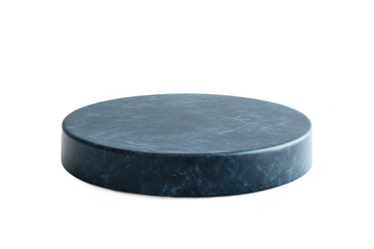 Simple minimalist dark blue round podium platform on white background in 2d illustration style