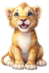 A hand-drawn illustration of a cute lion cub, perfect for African wildlife and safari themes