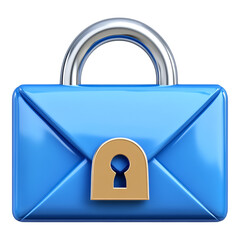 A visually striking illustration of a blue envelope symbolizing secure email communication, prominently featuring a padlock to signify encryption and privacy in digital correspondence.