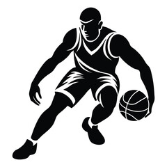 Naklejka premium Basketball player silhouette flat design for march madness, basketball player vector