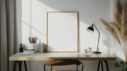 Modern Minimalist Home Office Workspace with Sunlight