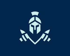 Spartan logo design icon symbol vector illustration. Spartan warrior helmet logo design template