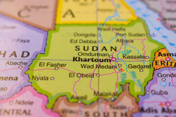 Obraz premium Khartoum On The World Map-Geo Political Map