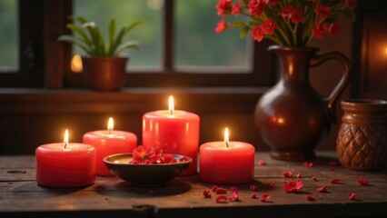 Moments of relaxation with scented candles, free space for text