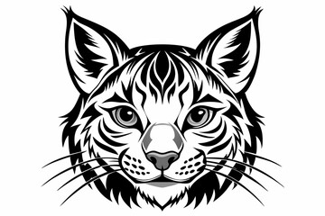 bobcat face line art silhouette vector illustration