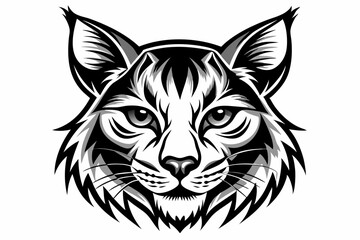 bobcat face line art silhouette vector illustration