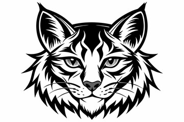 bobcat face line art silhouette vector illustration
