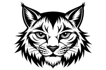 bobcat face line art silhouette vector illustration