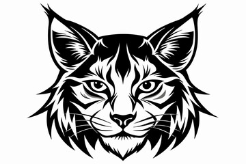 bobcat face line art silhouette vector illustration