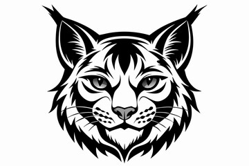bobcat face line art silhouette vector illustration