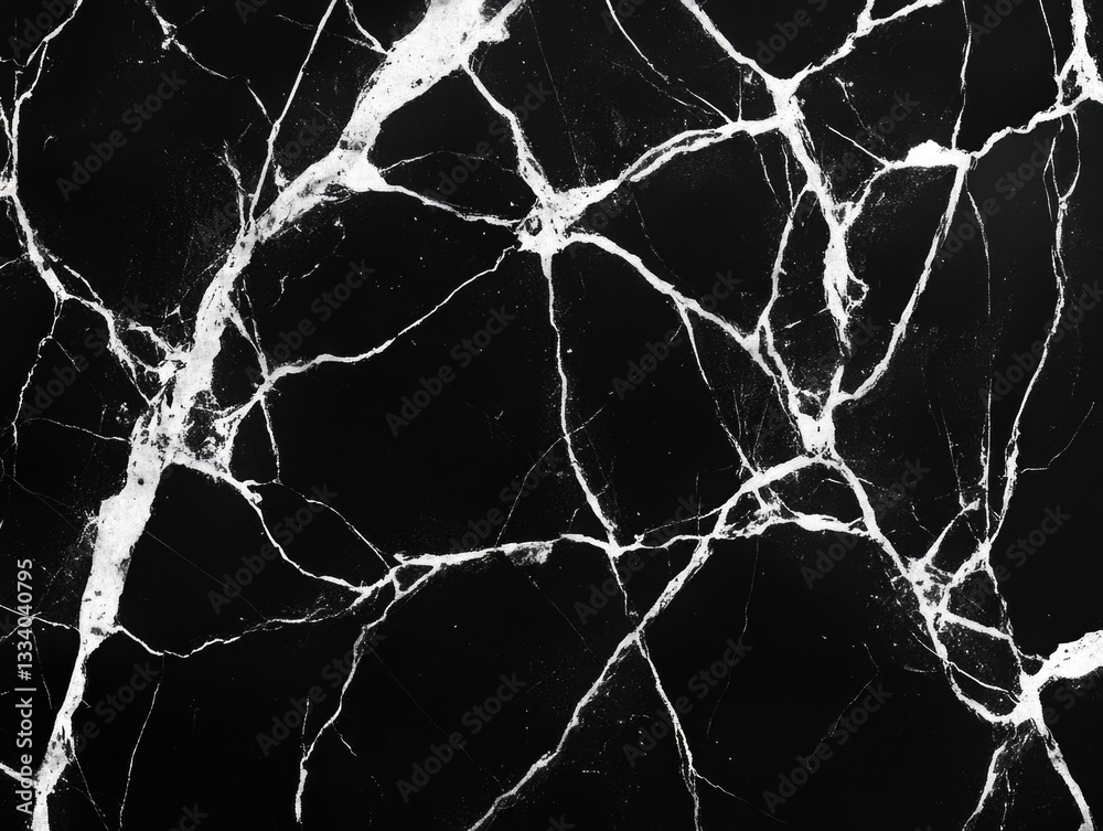 Poster A close-up shot of a black and white marble surface with unique patterns and textures