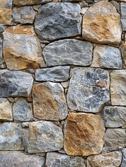 Fototapeta premium A close up photograph shows a wall made of large stones