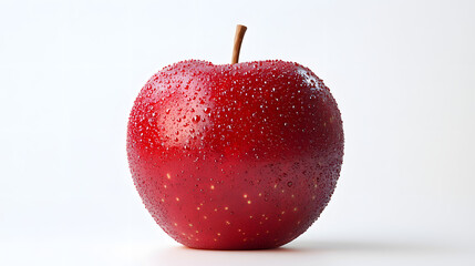 Deliciously Red Apple: A single, vibrant red apple glistens with freshness, showcasing its perfect form and tempting appeal, ready to be enjoyed.