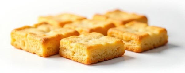 Crisp square biscuits, isolated on white background , background, product
