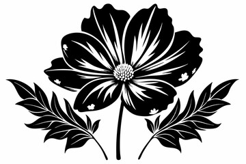 cosmos flower line art silhouette vector illustration