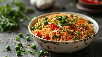 Vegan Noodle Leopard noodles with vegetables 