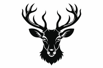 Fototapeta premium deer head line art silhouette vector illustration
