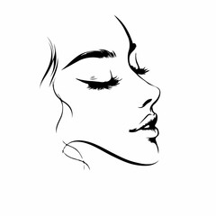Joyful Woman Profile Minimalist Line Art