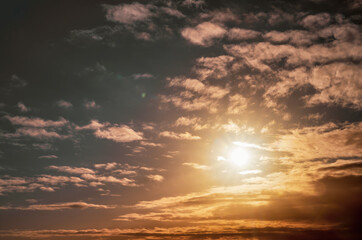 Sky Overlay. Beautiful bright sky with fluffy clouds. Nature sky with transparent background..