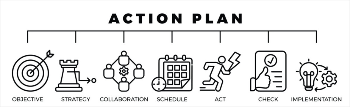 Action Plan Outline Style Icon Banner