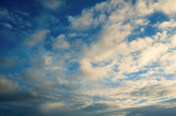 Sky Overlay. Beautiful bright sky with fluffy clouds. Nature sky with transparent background..