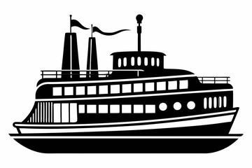 Obraz premium electric steamer line art silhouette vector illustration