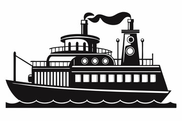 Obraz premium electric steamer line art silhouette vector illustration