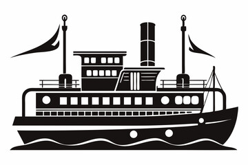 Fototapeta premium electric steamer line art silhouette vector illustration