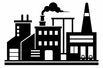factory line art silhouette vector illustration
