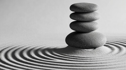 Zen stones balanced on sand (1)