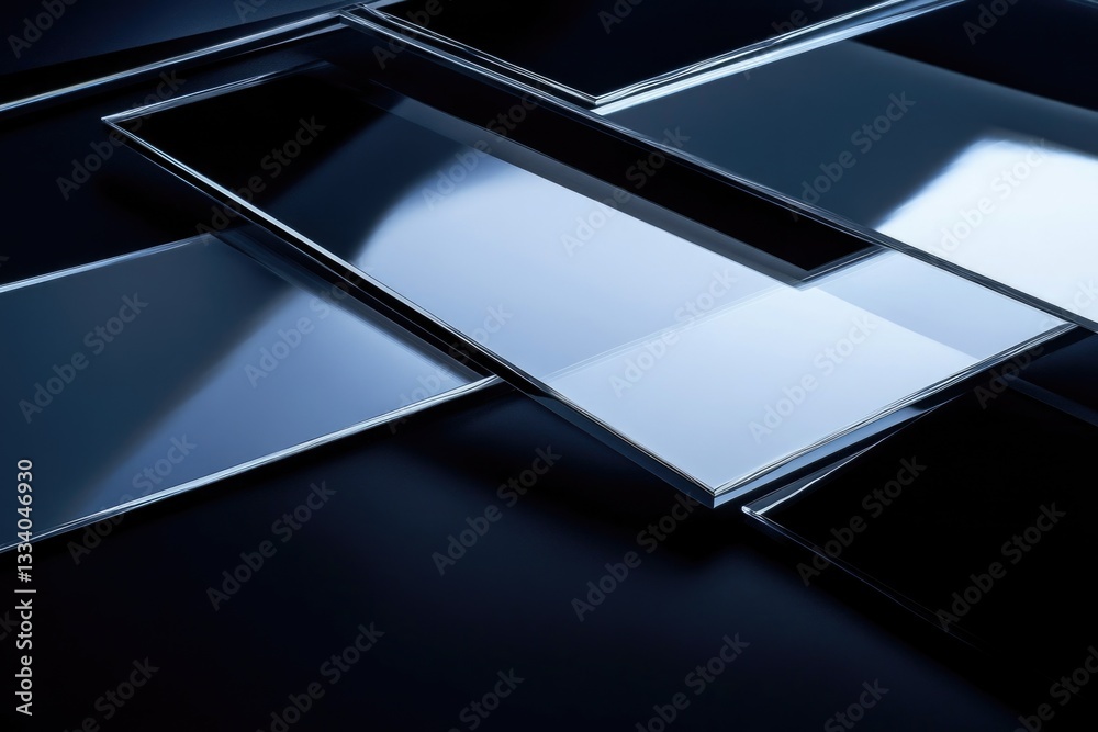 Poster a collection of mirrors arranged on top of a table, ideal for use in interior design or decorative s