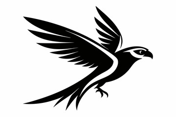 Obraz premium flying falcon bird line art silhouette vector illustration